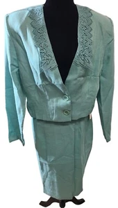Vintage Katrina B zweiteilige Jacke Rock türkis blau Anzug Größe 14 NEU neu mit Etikett neu aus altem Lagerbestand - Bild 1 von 12