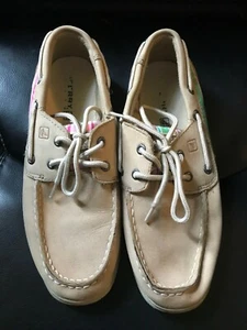 Girls's Intrepid Sperry Top Slider Size 4M Brown w/ Pink Plaid Slide On Shoes - Picture 1 of 8