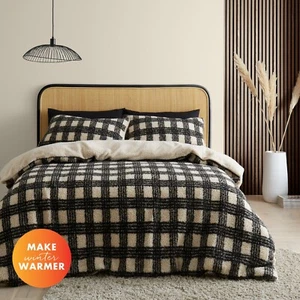 Catherine Lansfield Invierno Suave Acogedor Borg Sherpa Edredón Juego de Ropa de Cama Natural - Imagen 1 de 7