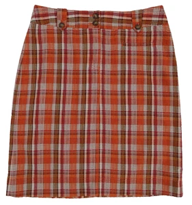 Harold’s Seersucker Plaid A-Line Skirt Burnt Orange, Dark Red, Brown, White Sz 4 - Picture 1 of 5