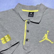 Nike Air Jordan Embroidered Jumpman 23 Gray & Yellow Polo Men’s Shirt Size XL