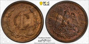 1924 Mo PCGS MS64 BN BROWN | MEXICO - 1 Centavos 1C Coin #40198A - Picture 1 of 3