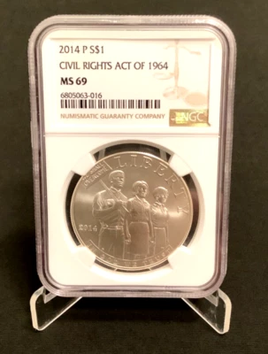 NGC MS69 2014-P Civil Rights Act of 1964 Commemorative Silver Dollar $1 - Image 1 of 2