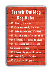 French Bulldog Dog Rules, Funny Dog Fridge Magnet Pet Animal Lover Novelty Gift
