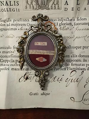 Reliquia Ex Veste S.giovanna Francesca Chantal In Teca Metallo  E Documento 1789 • 139.90€