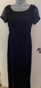 Mitzi Skyring schwarz Chiffon Gürtel Maxi langes Abendkleid Gr. 10 - Bild 1 von 4
