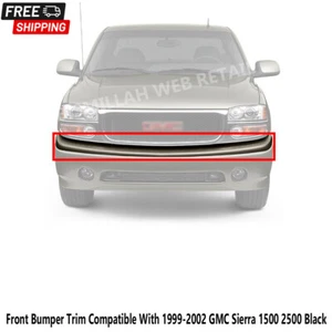 New Front Bumper Trim Compatible With 1999-2002 GMC Sierra 1500 2500 Black - Picture 1 of 3