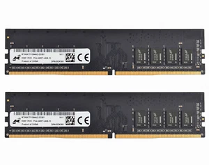Micron 2x 8GB 1RX8 PC4-2400T DDR4 2400Mhz 288Pin UDIMM Desktop Memory RAM" - Picture 1 of 4