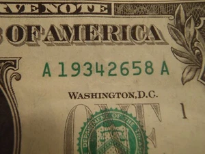 Fancy Serial Number $1 Dollar Bill Birthday Note ~April 26, 1958 ...4/26/58 - Picture 1 of 2