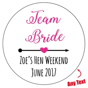 12 x large 88mm Personalised TEAM BRIDE hen party do weekend night stickers 723 - Picture 1 of 3