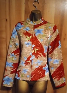 Damen Analogie Medium bunte Jacke Knirschen Blumenmuster Reißverschluss vorne - Bild 1 von 9