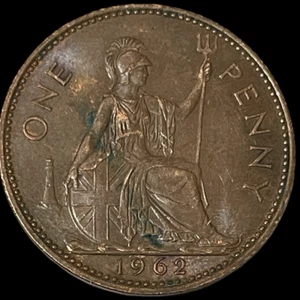 1962 Great Britain One Penny Bronze World Coin Queen Elizabeth KM 897 Lot C4-287 - Picture 1 of 10