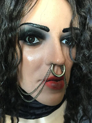 NEU Latexmaske KIRA B CHAIN GIRL +WIMPERN +PERÜCKE Gummi Trans Crossdresser Frau - Bild 1 von 4