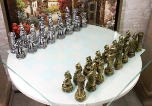Ebros Cats Versus Dogs Chess Set Resin Character Pieces With Glass Board Set - Picture 1 of 11