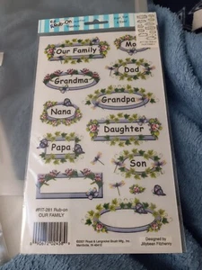 Royal & Langnickel EZ Rub On Transfers Our Family New - Picture 1 of 2