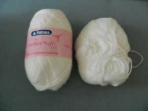 Yarn PATONS 3ply Nylon Acrylic FEATHER SOFT White Lot 2 Yarns Made In Australia - Picture 1 of 9
