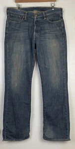 Abercrombie & Fitch Mens Jeans 34x32 Low Rise Boot Button Fly Extra Heavy Ounce - Picture 1 of 19