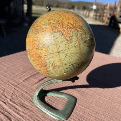 "Soporte de metal vintage Hammonds Terrestrial World Globe 6"" años 20"  Foto 1 de 4