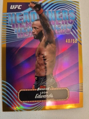 2024 Topps Finest UFC #HDL-4 Leon Edwards Headliners 40/50 Gold Refractor - Image 1 of 2
