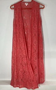 LuLaRoe Lindsay Kimono Envoltura Rojo Magenta Talla Pequeña Floral Encaje Transparente Natación Cubrir - Imagen 1 de 7