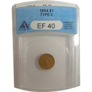 1854 Type 2 Indian Princess Head Dollar EF 40 ANACS Gold SKU:I19675 - Picture 1 of 4
