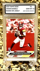 JAYDEN DANIELS 2024 TOPPS NOW NFL DEBUT GRADED GEM-MT 10 ROOKIE CARD #3 - Picture 1 of 3
