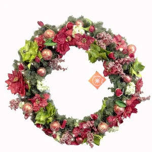 Christopher Radko Tree Ornament Poinsettia Wreath Home For The Holidays - Picture 1 of 3