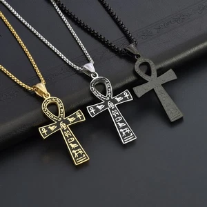 Colgante de cadena de acero inoxidable para hombre mujer collar cruz Ankh símbolo egipcio - Imagen 1 de 22