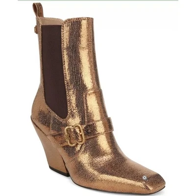 Sam Edelman Cuero Western Botines Mujer Dorado Metálico 11M NUEVO Foto 1 de 4