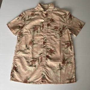 American Eagle Mens Small Shirt Pink Cotton Linen Short Sleeve Button Floral - Picture 1 of 9
