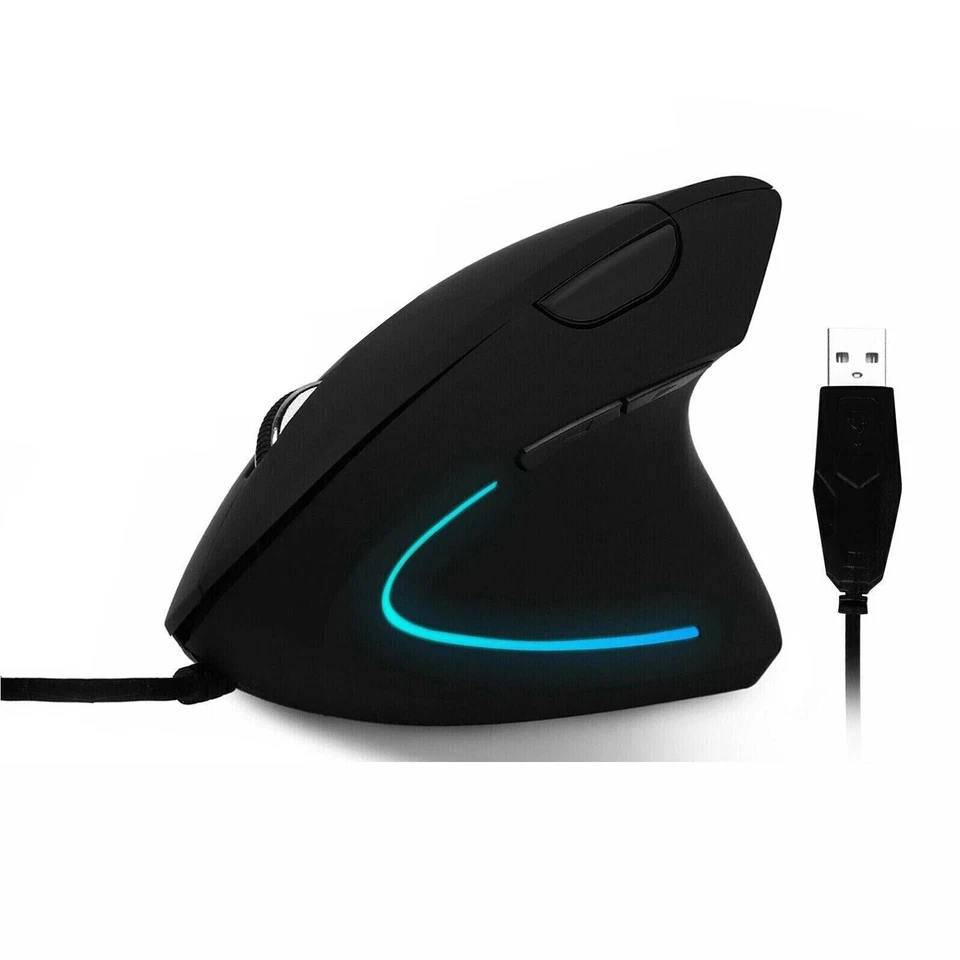 Ergonomic Optical Vertical Mouse Mice USB Wired LED Mice 2400 DPI For Laptop PC - Image 1 of 2