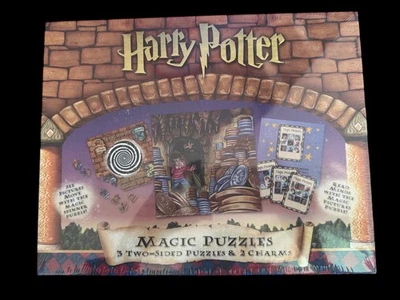 Rompecabezas Mágicos Harry Potter 3 Rompecabezas de Dos Caras y 2 Dijes - NUEVO Sellado Foto 1 de 4