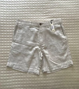 RRP£60 New Banana Republic Stone Beige 7 inch 100% Linen Shorts 32" Measurements - Picture 1 of 17
