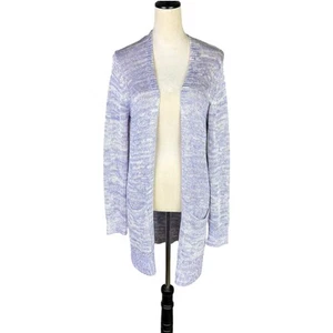 Worth Women's M Lavender and White Open Front Knit Cardigan with Front Pockets - Picture 1 of 12