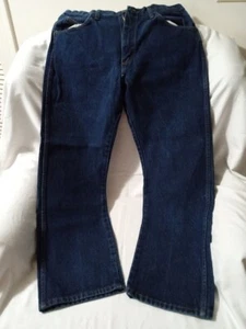 VINTAGE RUSTLER Dark BLUE Denim 4-POCKET Straight Leg MID-RISE Jeans Sz 36x29" - Picture 1 of 3