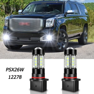2x 12278 PSX26W LED Fog Light Bulbs 6000K WHITE FOR GMC Yukon XL 2015-2019 US - Picture 1 of 9
