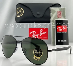 Ray-Ban Aviator RB3675 Sunglasses 002/31 Black Metal Frame Green G-15 Lens 58mm - Picture 1 of 8