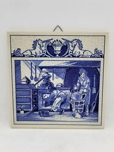 The Pharmacists Laboratory Blue Delft Tile 1990 Burroughs Wellcome Co. Holland - Picture 1 of 2