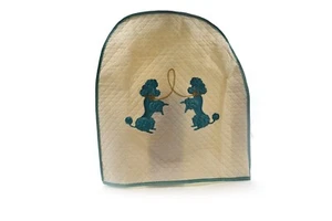 Vintage Toaster Cover Vinyl Turquoise Poodles Quilted Fabric Dora May - Picture 1 of 3