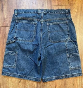 Y2K Faded Glory Baggy Carpenter Jorts Jean Shorts Grunge Emo Skate Surf Rave - Picture 1 of 3