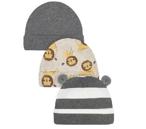 Gorras Gerber Bebé Niño 3 Piezas Gris León Talla 0-6M Foto 1 de 3