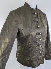 Coldwater Creek Luxe Quilted Silk Jacket Blazer Olive Green S Mandarin Collar 