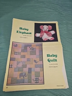 Vintage-Baby Elephant & Quilt Pattern Stitch 'n Sew Magazine Spring, 1985 - Image 1 of 4