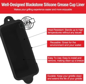 Schwarz 2er Pack Blackstone Silikon Fett Tasse Einlagen für 36 28 22 17 Zoll Grillplatte - Bild 1 von 6