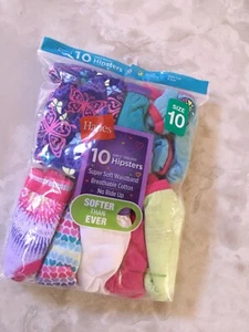 Hanes Girls' Cotton Hipsters 10-Pack Size 10 Tagless Breathable Cotton New - Picture 1 of 2