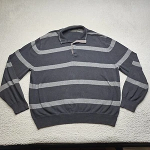 Suéter Madison Algodón Cachemira Para Hombres XL Gris Manga Larga Rayas Cuello Pullover - Imagen 1 de 12