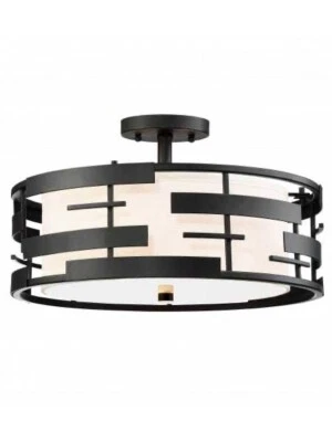 Nuvo Lighting 60/6436 Lansing 3 Light 16"W Semi-Flush Drum - Black - Image 1 of 4