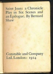 Saint Joan: a Chronicle play in six scenes and an epilogue by Bernard Shaw. 1924 - Picture 1 of 1