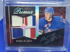 2009-10 O-Pee-Chee Premier Quad Jersey Auto Michael Del Zotto / 35 Rangers 