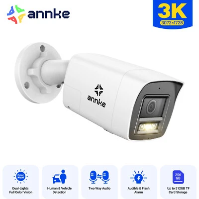 ANNKE 3K PoE Two Way Audio Security IP Camera 5MP Outdoor AI Color Night Vision